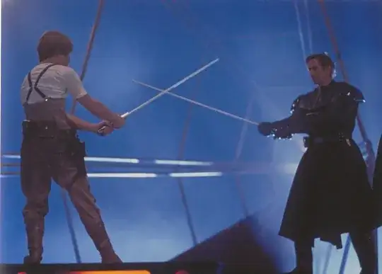 Mark Hamill and Bob Anderson practicing for their duel.