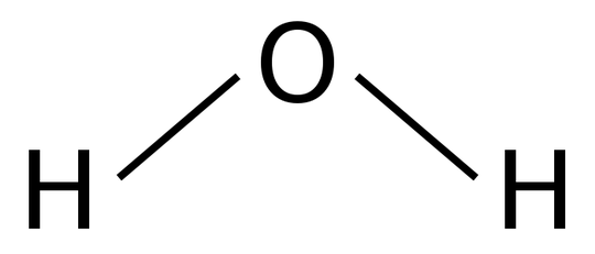 Structure of water shown as a simplified diagram