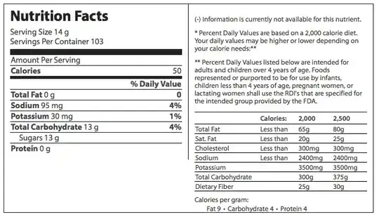 nutrition facts