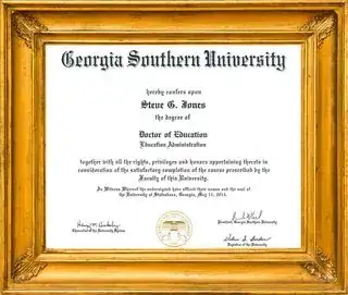 purported PhD testamur from Georgia Southern University