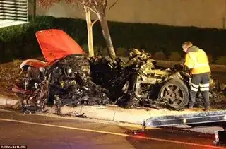 Walker's car after the accident