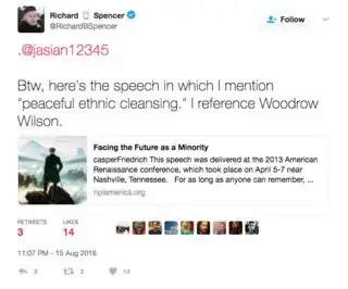 Btw, here's the speech in which I mention "peaceful ethnic cleansing." I reference Woodrow Wilson.