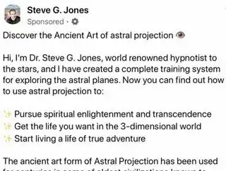 Steve G. Jones Facebook ad