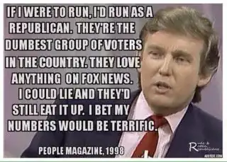 Photograph of Donald Trump, with the mentioned quote overlaid