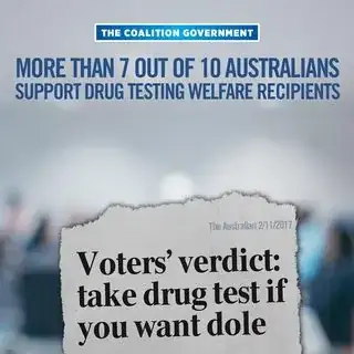 More than 7 of 10 Australians support drug testing for welfare recipients