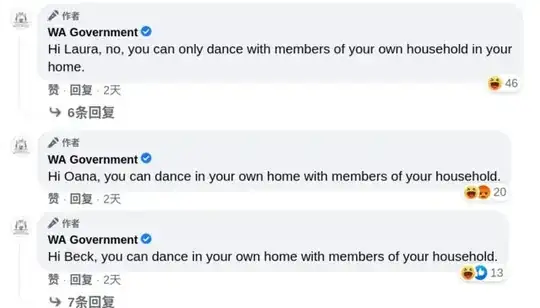 screenshot of the relevant Facebook comments