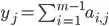 y_j=\sum_{i=1}^{m-1}a_{i,j}