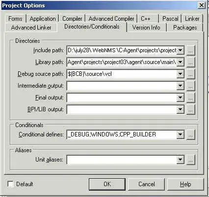 Project Options Dialog