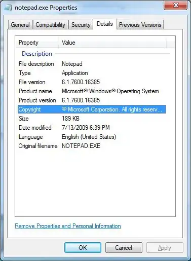 Copyright screenshot