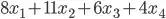 8x_1 + 11x_2 + 6x_3 + 4x_4