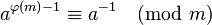 $i^{-1} = i^{φ(n)-1}$