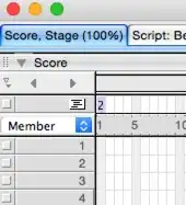 Adobe Director Lingo with behavior script on frame 1 in the timeline window