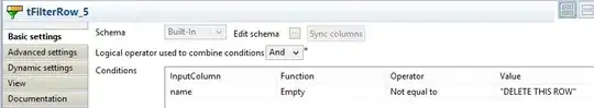 tFilterRow component to remove the "DELETE THIS ROW" rows