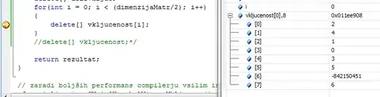 faults shown in debugger