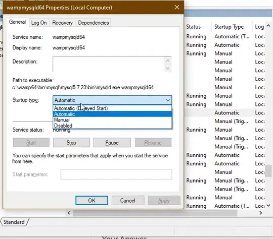 wampmysqld64 properties window