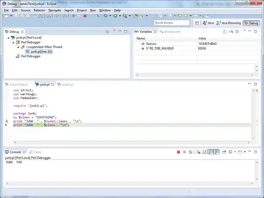 View of IDE debugger with no package variables