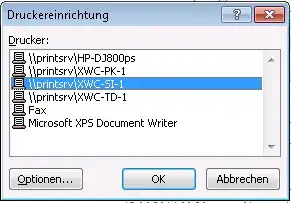 Printer setup Popup