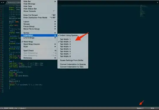 incorrect indentation settings