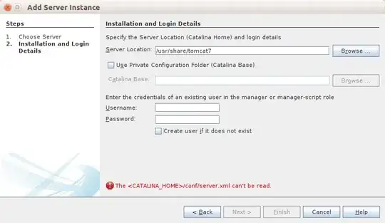 The <CATALINA_HOME>/conf/server.xml can't be read.