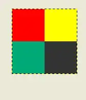 Grid of red, yellow, dark-aqua, grey