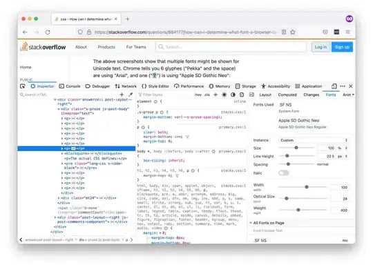 Firefox fonts view