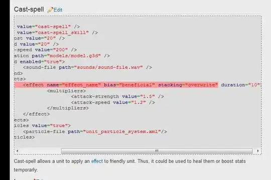 Screenshot of code