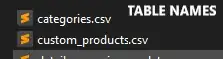 CSV file for each table
