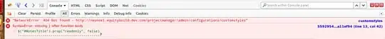 Firebug highlighting the error