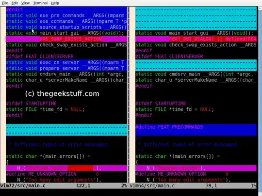screen of the code