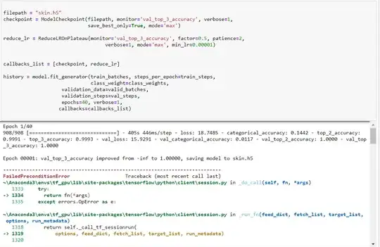 Screenshot of the error on jupyter notebook