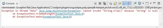 Pasted stack trace
