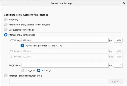 Firefox proxy settings