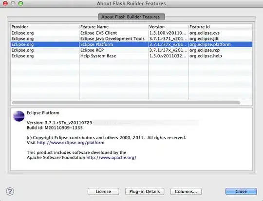 Data in database, screenshot from SE16