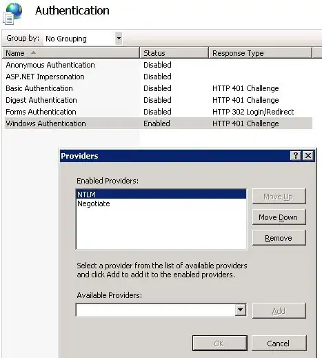 IIS Authentication Configuration