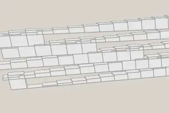 intersecting rows of cubes that appear as layers of steps