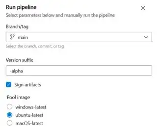 Screenshot of YAML pipeline parameters UI