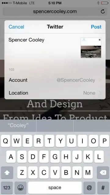 screenshot of twitter post form