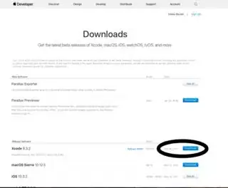 Apple Developer Portal: Select Xcode version to download