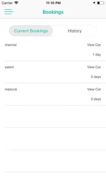 bookings screen controller