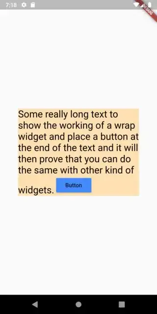 Displaying a widget in the same line where a text string ends
