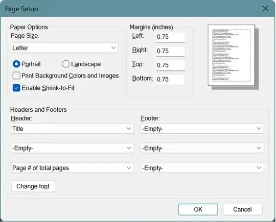 Page Setup Dialog