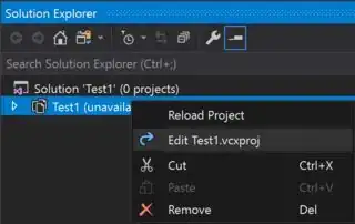 edit vcxproj file