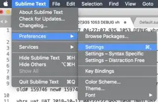 Sublime Text -> Preferences -> setting