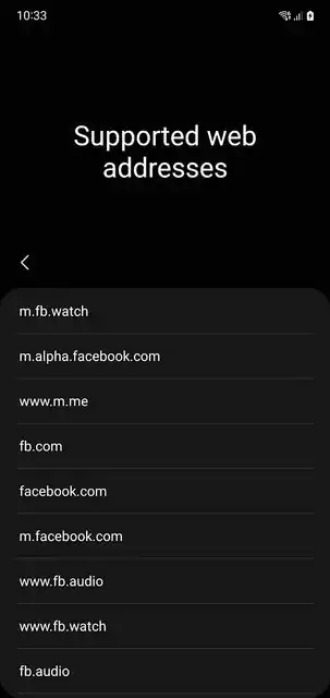 Facebook app supported links