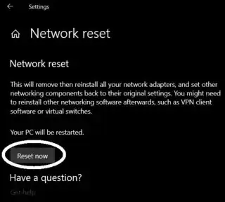 reset network