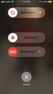 After tapping sleep/wake button 5 times you see this list