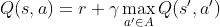 Q(s,a) = r + \gamma \max_{a' \in A} Q(s', a')