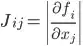 J_ij = |df_i/dx_j|