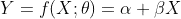 Y=f(X;\theta)=\alpha+\beta X
