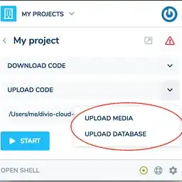 Upload media/database